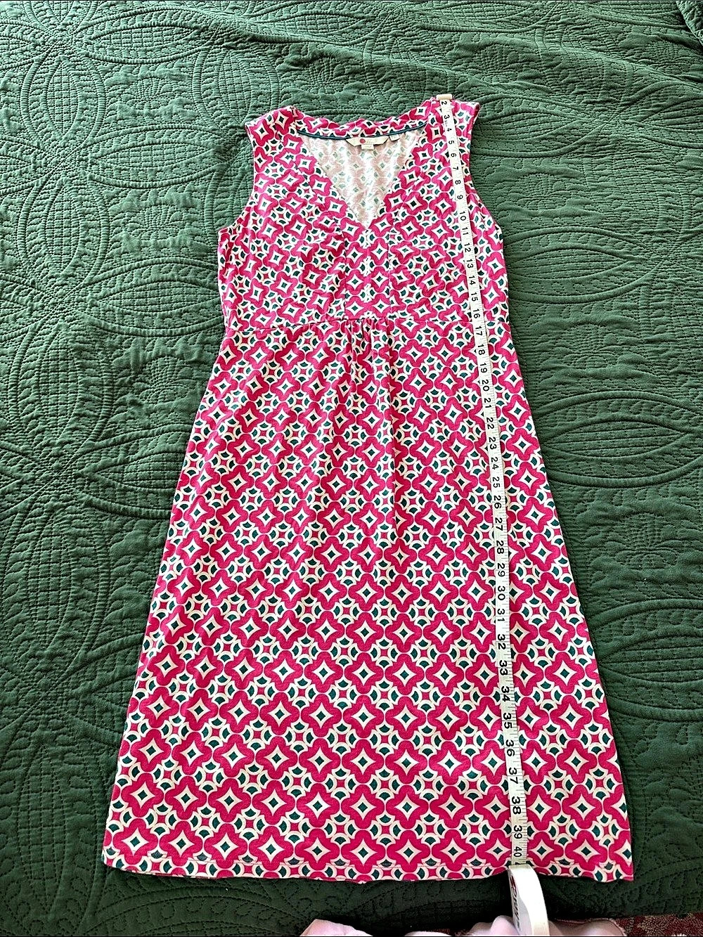 Boden Pink & Green Geometric Print Dress